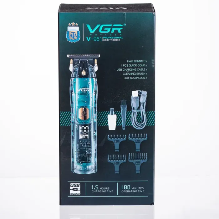 Тример для стрижки акумуляторний з 4 насадками Зелений VGR V-961 (HP-V-961) - изображение 10