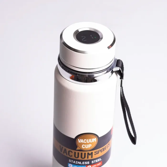 Умный термос Vacuum Sports 1 л с датчиком температуры, ремешком и ситом белый (HP-14-30W) - изображение 3