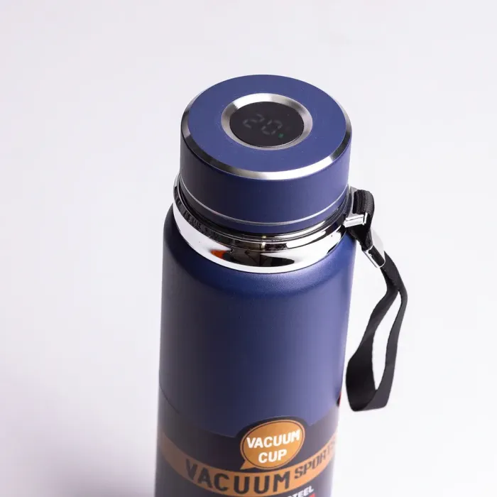 Розумний термос Vacuum Sports 1 л з датчиком температури, ремінцем та ситечком синій (HP-14-30BL) - зображення 4