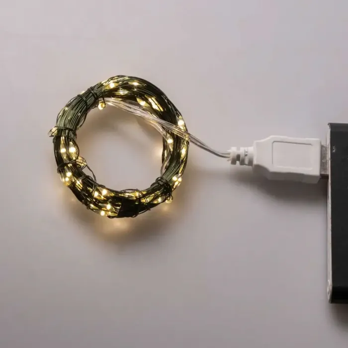 Гірлянда роса 10 метрів USB на 100 led світлодіодів крапля на зеленому дроті (USB100L10MGY) - зображення 7