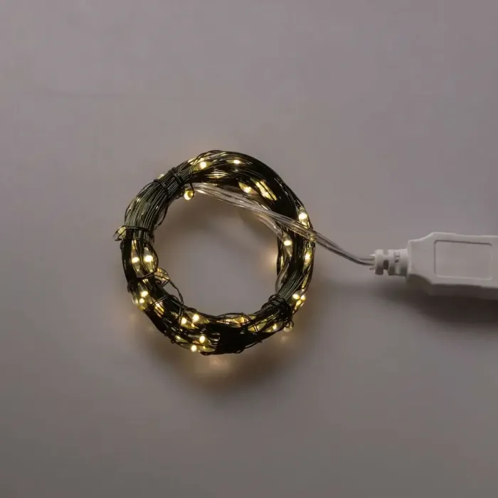 Гірлянда роса 10 метрів USB на 100 led світлодіодів крапля на зеленому дроті (USB100L10MGY) - зображення 8