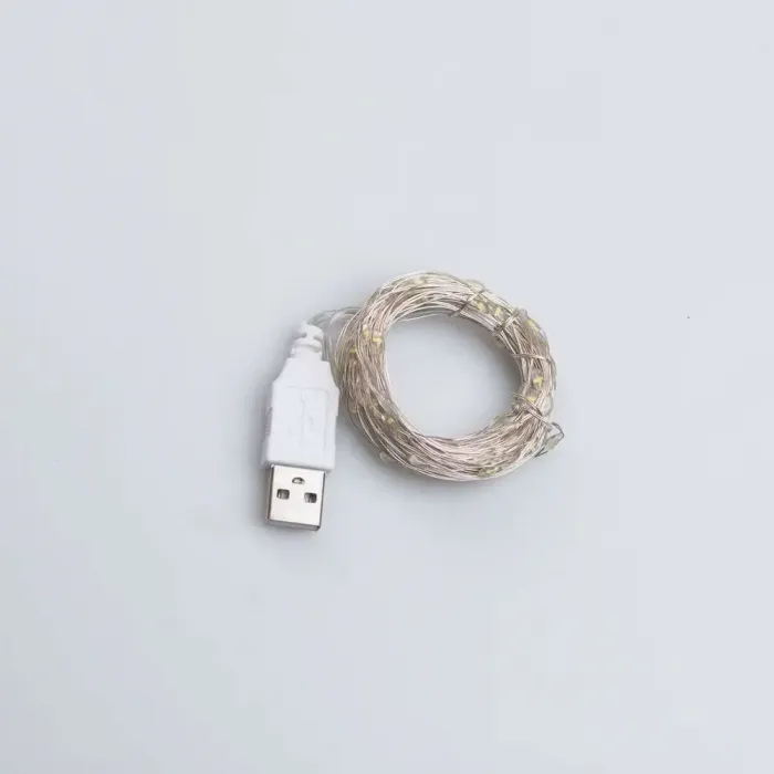 Гірлянда роса 10 метрів USB на 100 led світлодіодів крапля на білому дроті біла (USB100L10MWW) - зображення 7