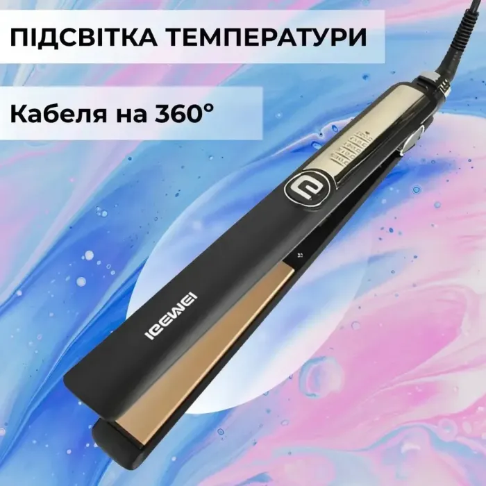 Керамічна праска для волосся 5 режимів до 230 ° C, випрямляч волосся, бігуді GEMEI (HP-GM416B) - зображення 7