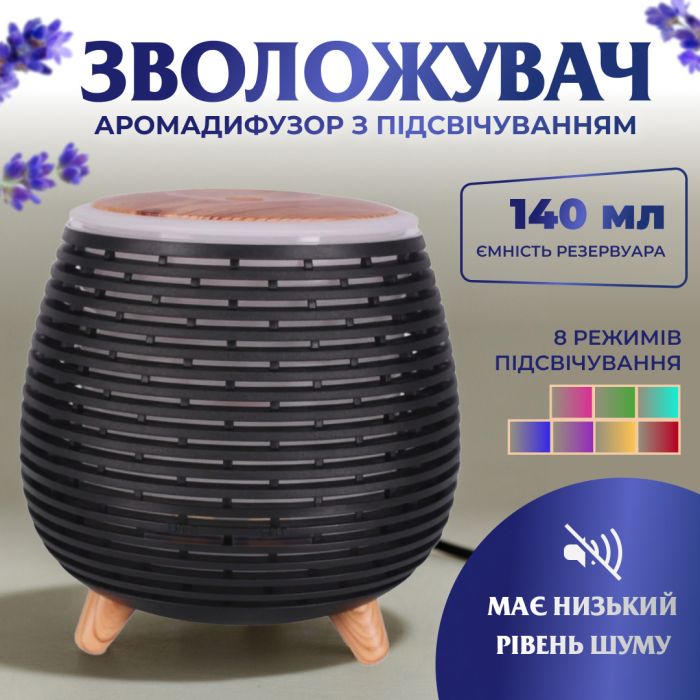 Зволожувач воздуха Lugi 140 мл с подсветкой ультразвуковой паровой, аромадиффузор парогенератор диффузор эфирных масел мини (HPKP6049B) - изображение 2