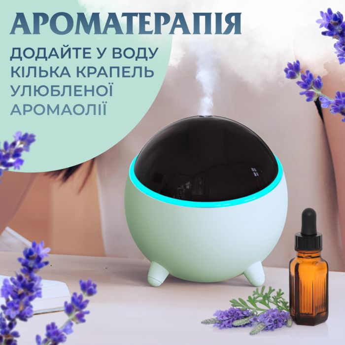 Зволожувач воздуха Lugi 300мл ароматизация подсветка USB компактный, воздухоувлажнитель очиститель портативный (HPBH16985GR) - изображение 3