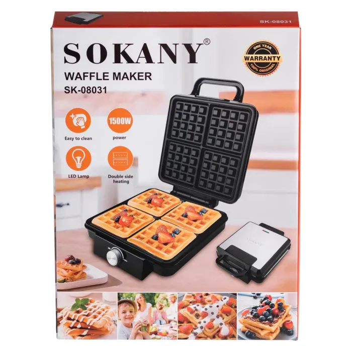 Вафельниця на 4 бельгійських  вафлі з антипригарним покриттям Sokany SK-08031 (SK-08031) - изображение 10