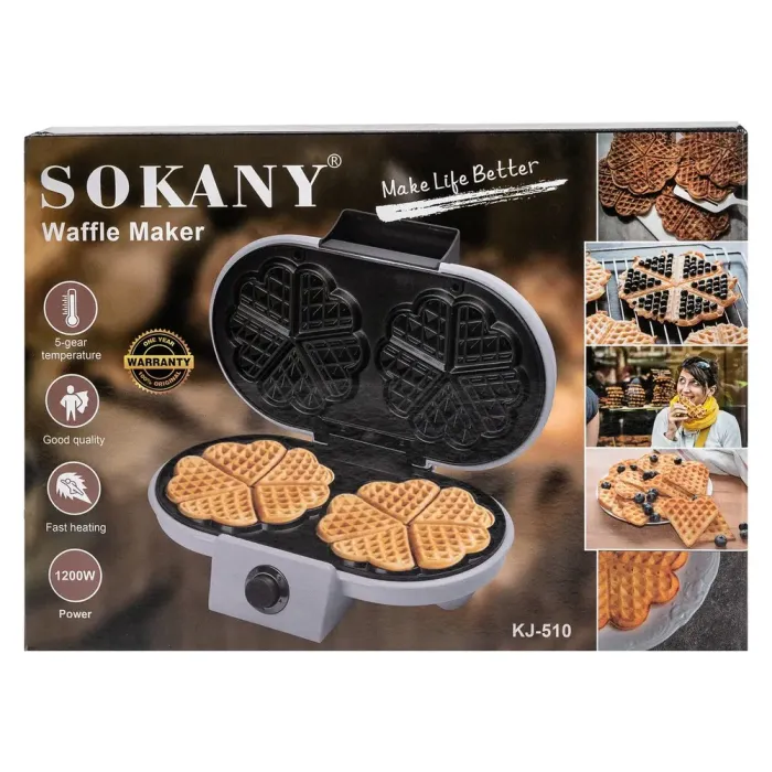 Вафельниця Sokany для бельгійських вафель 1200 Вт універсальна електровафельниця (KJ-510) - зображення 10