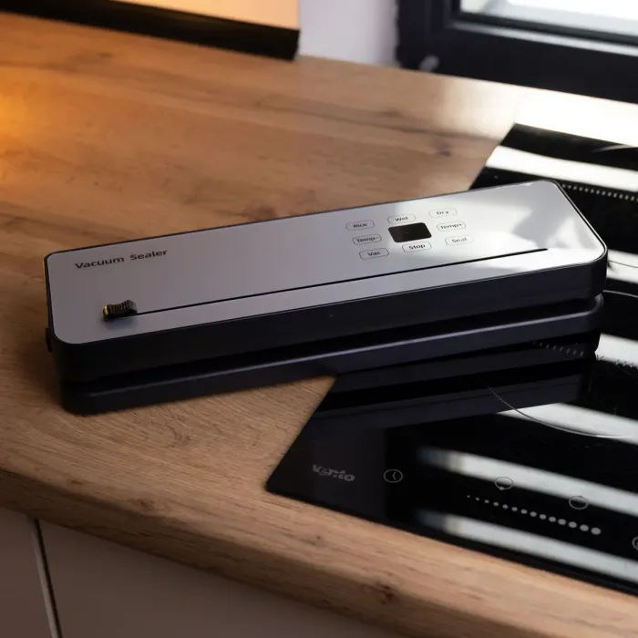 Вакууматор побутовий сенсорний для сухих і вологих продуктів 120 Вт із вбудованим різаком пакувальник вакуумний Сріблястий HP-11-29G (HP-11-29G) - зображення 10