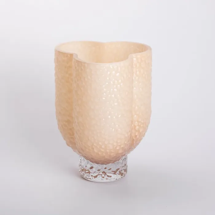 Ваза декоративна 18.5х16х25 см для квітів скляна фігурна ваза з кольорового скла 3 л Бежева (HP-10-30) - изображение 2