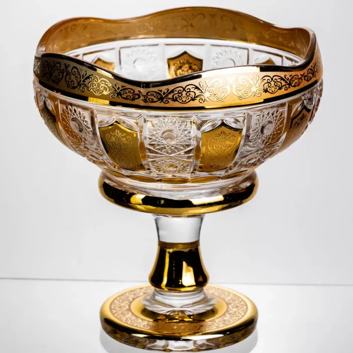 Ваза для фруктів скляна Bohemia Gold 26 см Yiwu HP-34-137 (HP-34-137) - зображення 1