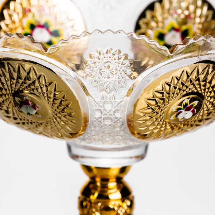 Ваза для фруктів скляна Gold Glass 22 см Yiwu HP-34-140 (HP-34-140) - изображение 3