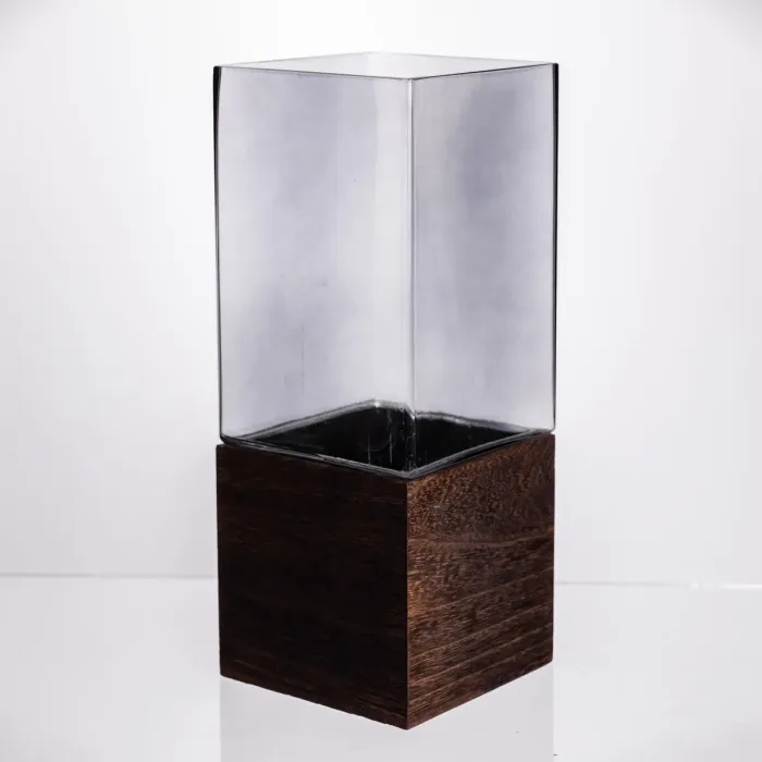 Ваза для квітів кругла скляна, декоративна прозора ваза з товстого скла HP-19-160-5 (HP-19-160-5) - зображення 1