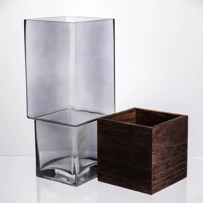 Ваза для квітів кругла скляна, декоративна прозора ваза з товстого скла HP-19-160-5 (HP-19-160-5) - зображення 3