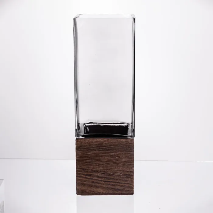 Ваза для квітів квадратна скляна 10×10×30 (см) декоративна HP-19-160-4 (HP-19-160-4) - зображення 2