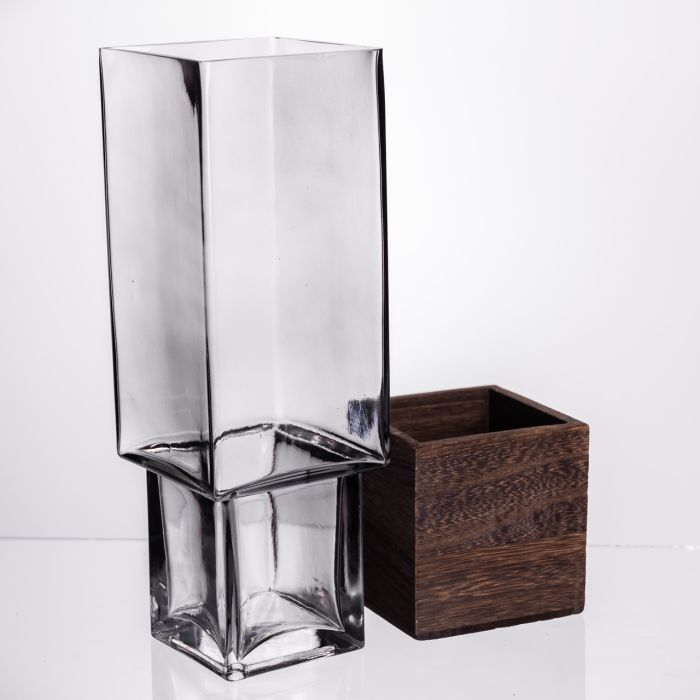 Ваза для квітів квадратна скляна 10×10×30 (см) декоративна HP-19-160-4 (HP-19-160-4) - изображение 3