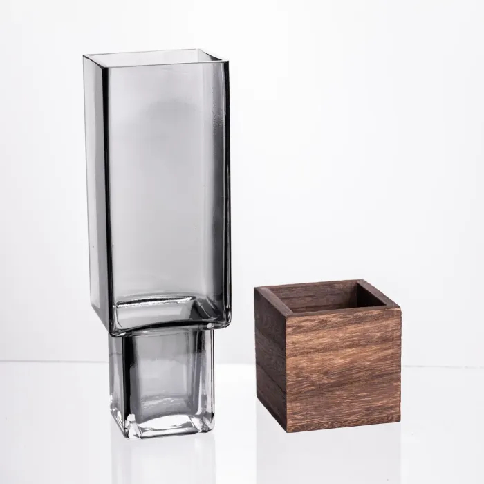 Ваза для квітів квадратная скляна 8×8×25 (см) декоративна ваза 900 (мл) із товстого скла HP-19-160-2 (HP-19-160-2) - зображення 3