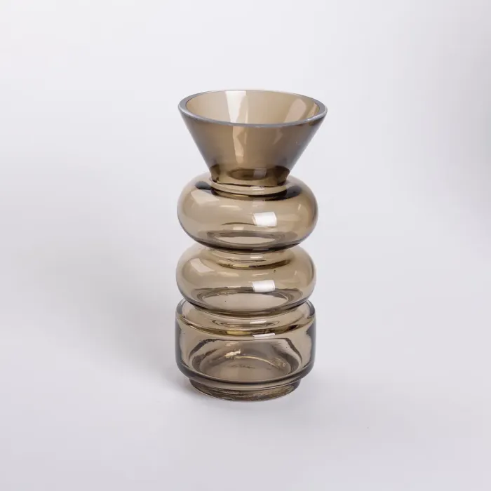 Ваза для квітів скло 18 см декоративна ваза прозора для декору 650 мл Коричнева (HP-10-15) - изображение 1