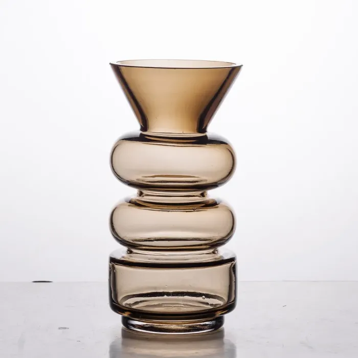 Ваза для квітів скло 18 см декоративна ваза прозора для декору 650 мл Коричнева (HP-10-15) - изображение 2