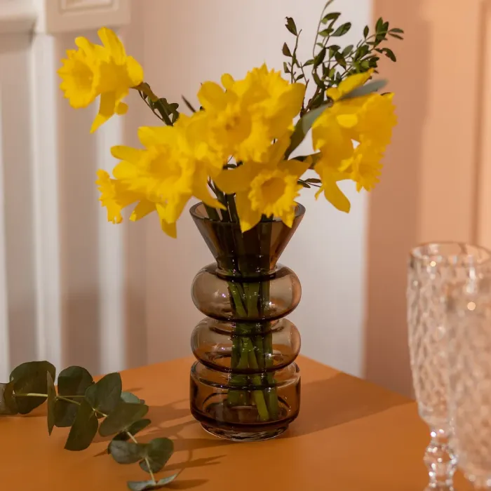 Ваза для квітів скло 18 см декоративна ваза прозора для декору 650 мл Коричнева (HP-10-15) - изображение 3