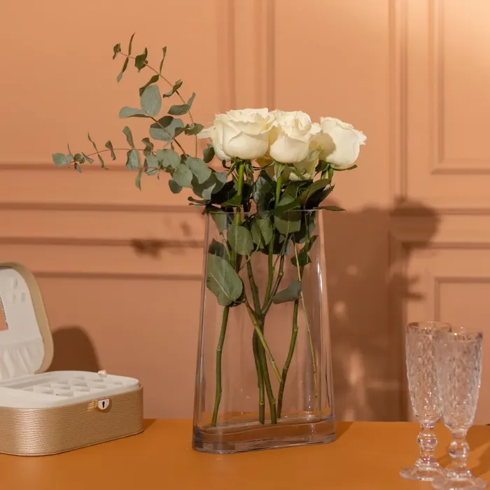 Ваза для квітів скляна 17.5х7х32.5 см прозора декоративна ваза 3.2 л (HP-10-6) - изображение 4