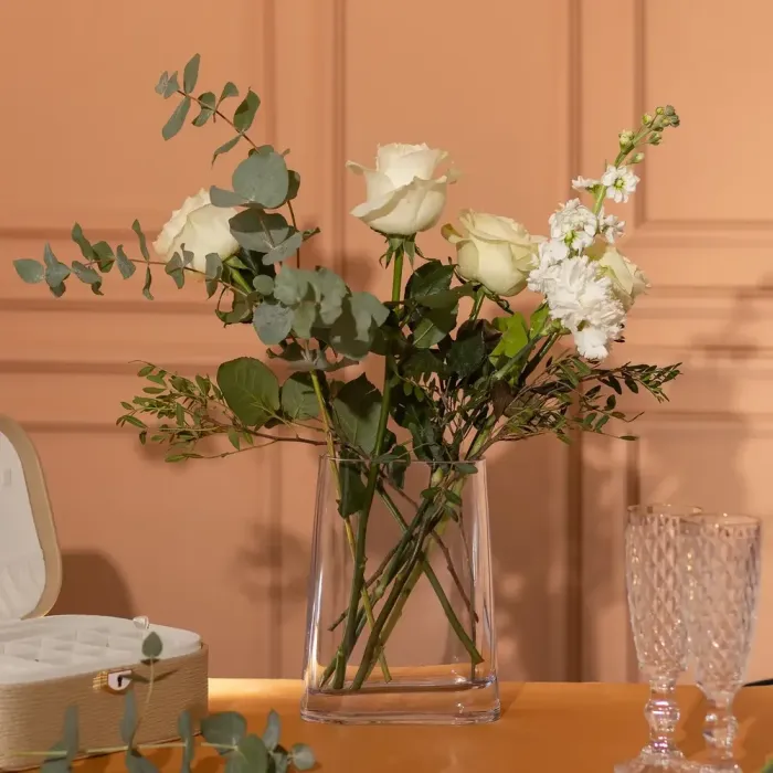 Ваза для квітів скляна 9.5х5х15.8 см прозора декоративна ваза 420 мл (HP-10-8) - изображение 2