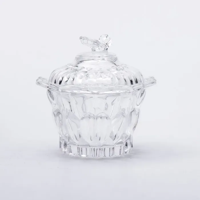 Цукерниця скляна Ø9 см цукерниця кругла з кришкою прозора (HP-4-114) - изображение 1