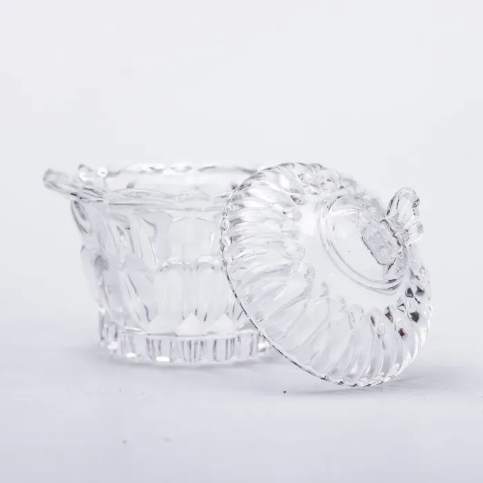 Цукерниця скляна Ø9 см цукерниця кругла з кришкою прозора (HP-4-114) - изображение 2