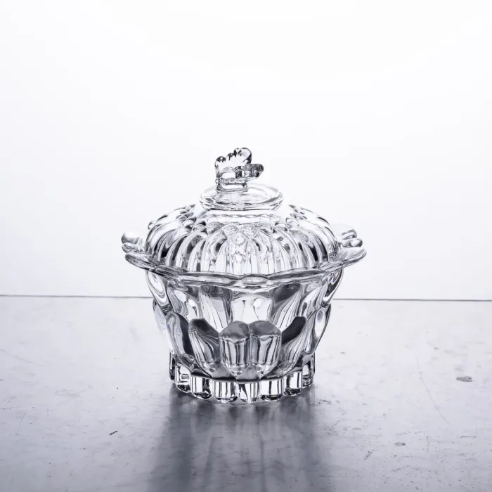 Цукерниця скляна Ø9 см цукерниця з кришкою прозора (HP-4-113) - изображение 2