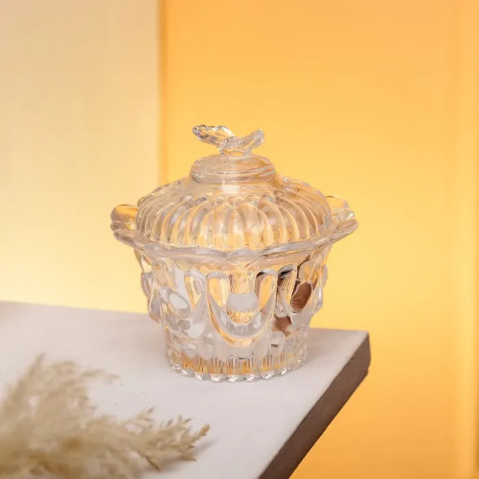 Цукерниця скляна Ø9 см цукерниця з кришкою прозора (HP-4-113) - изображение 4