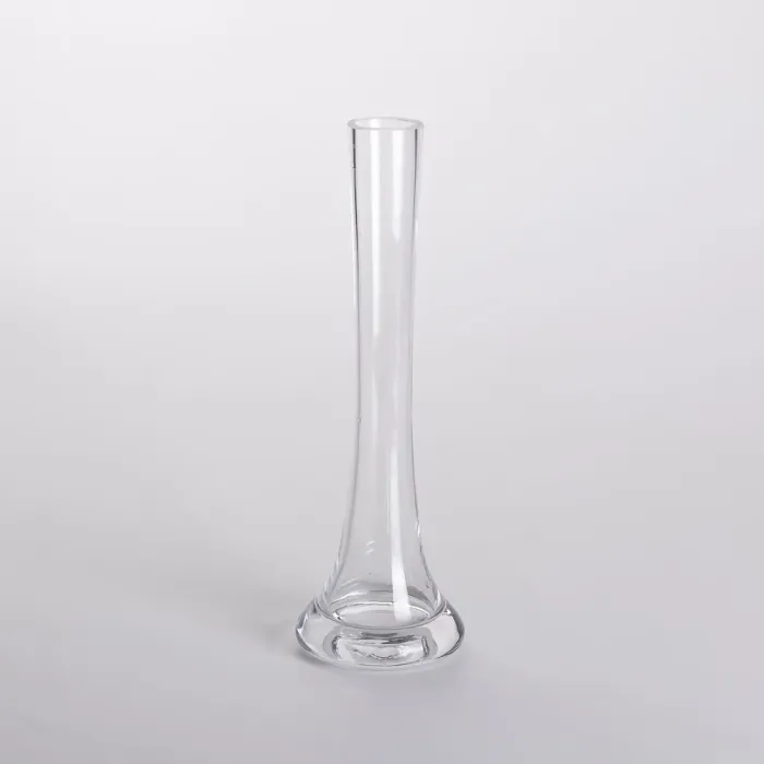 Ваза скляна декоративна з тонкою шийкою 25 см для інтер'єру Прозора (HP-10-12) - изображение 2