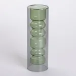 Ваза декоративна HP-10-25Ваза скляна для квітів декоративна 19.5 см декоративна ваза з подвійною стінкою 500 мл прозора (HP-10-25)