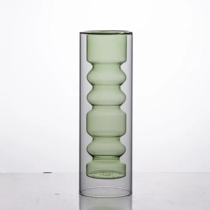 Ваза декоративна HP-10-25Ваза скляна для квітів декоративна 19.5 см декоративна ваза з подвійною стінкою 500 мл прозора (HP-10-25) - изображение 2