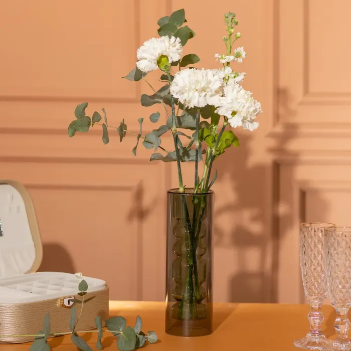 Ваза декоративна HP-10-25Ваза скляна для квітів декоративна 19.5 см декоративна ваза з подвійною стінкою 500 мл прозора (HP-10-25) - изображение 3