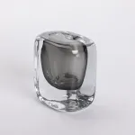 Ваза скляна прозора 10х7х11 см для квітів декоративна 120 мл Сіра (HP-10-18)