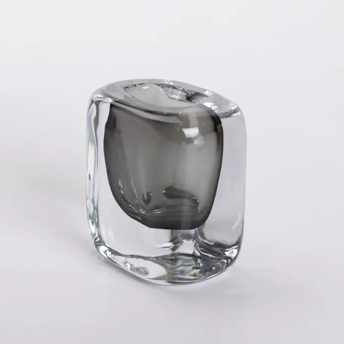 Ваза скляна прозора 10х7х11 см для квітів декоративна 120 мл Сіра (HP-10-18) - изображение 1