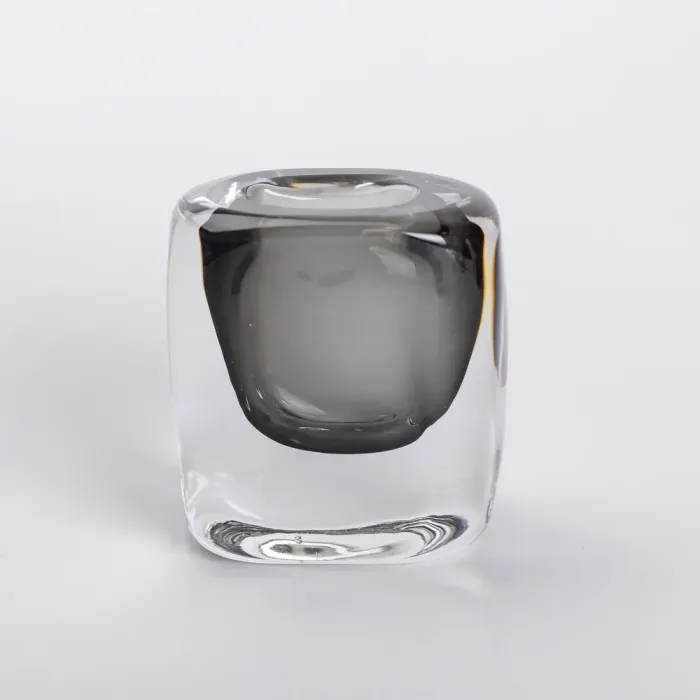 Ваза скляна прозора 10х7х11 см для квітів декоративна 120 мл Сіра (HP-10-18) - изображение 2