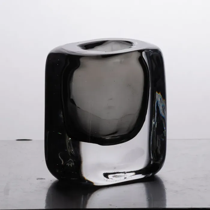 Ваза скляна прозора 10х7х11 см для квітів декоративна 120 мл Сіра (HP-10-18) - изображение 4