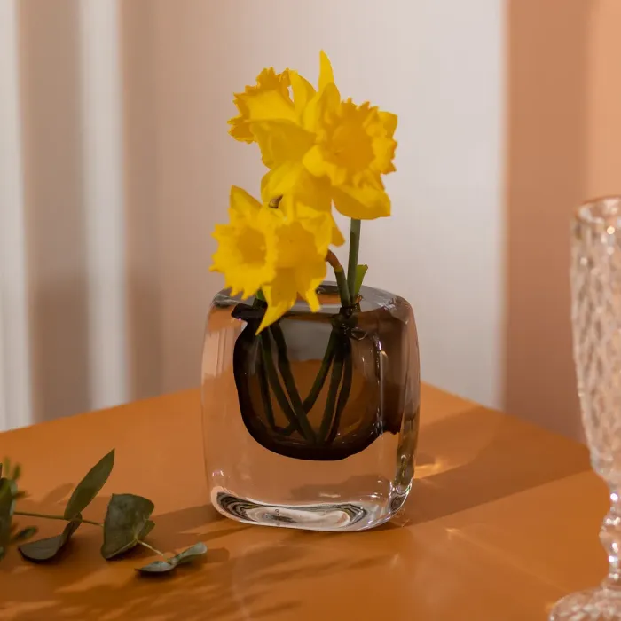 Ваза скляна прозора 10х7х11 см для квітів декоративна 120 мл Сіра (HP-10-18) - изображение 5