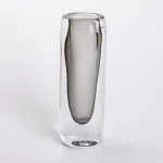Ваза скляна прозора 7.7х5.5х24.5 см для квітів декоративна 200 мл Сіра (HP-10-16)