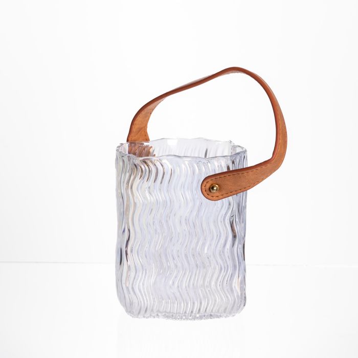 Ваза сумочка з ручкою 12×8.5×16 (см) декоративна скляна ваза для квітів 800 (мл) Прозорий HP-19-154-3 (HP-19-154-3) - изображение 1