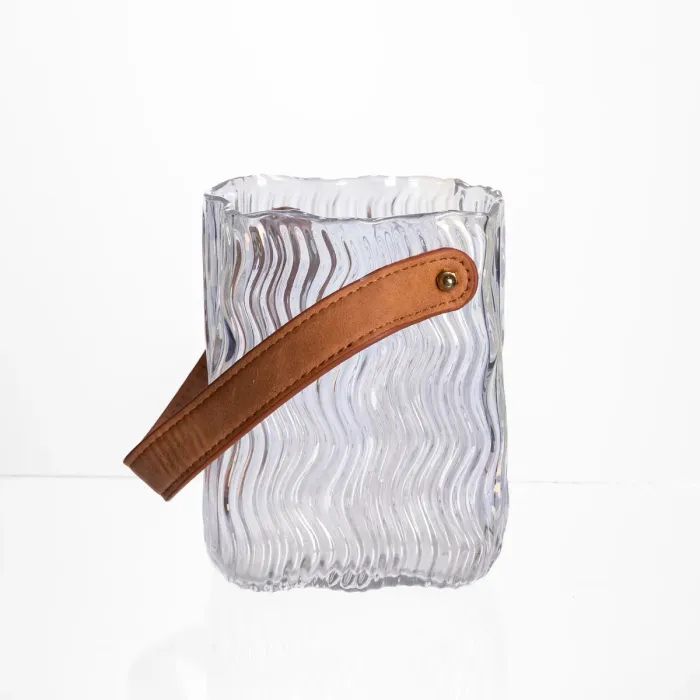 Ваза сумочка з ручкою 12×8.5×16 (см) декоративна скляна ваза для квітів 800 (мл) Прозорий HP-19-154-3 (HP-19-154-3) - зображення 4