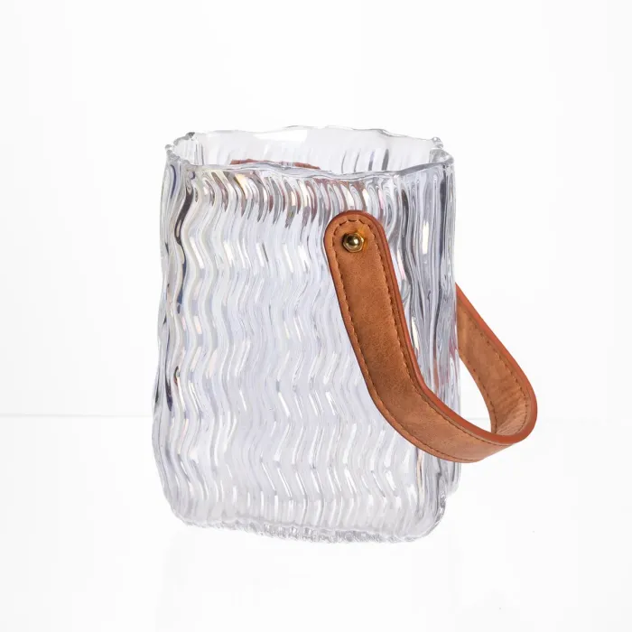 Ваза сумочка з ручкою 12×8.5×16 (см) декоративна скляна ваза для квітів 800 (мл) Прозорий HP-19-154-3 (HP-19-154-3) - зображення 6