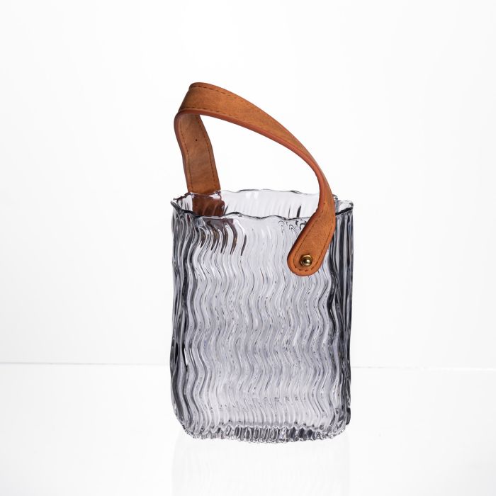 Ваза сумочка з ручкою 12×8.5×16 (см) декоративна скляна ваза для квітів 800 (мл) Сирія HP-19-154-2 (HP-19-154-2) - изображение 2