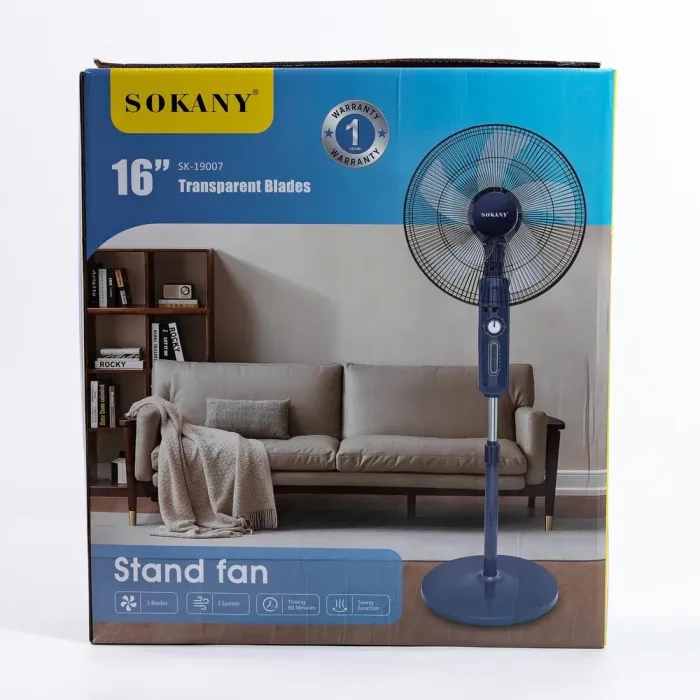 Напольный вентилятор Sokany поворотный комнатный 3 режима скорости 45 см (SK-19007) - изображение 9