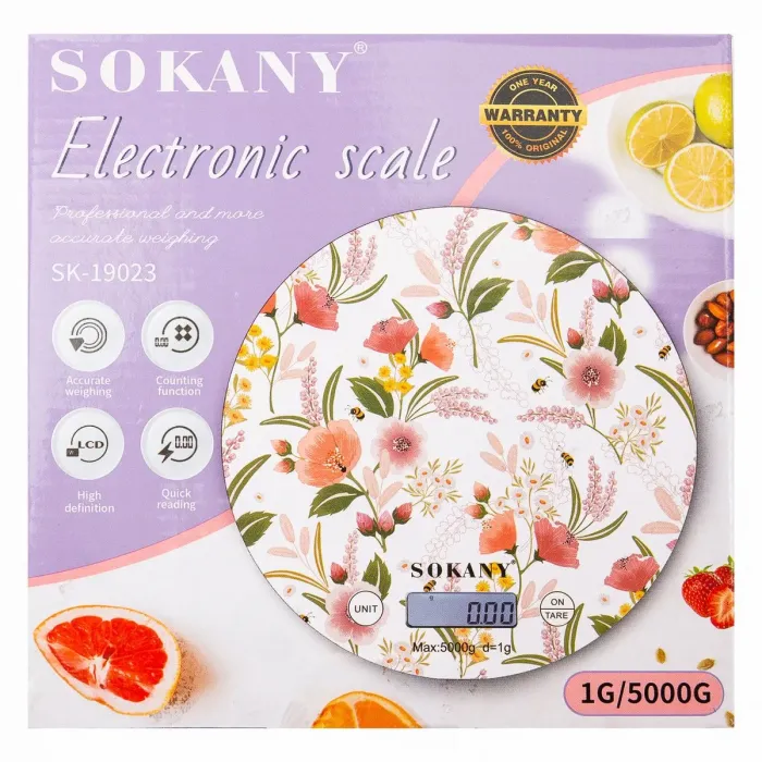 Кухонні ваги до 5 кг Електронні точні ваги для продуктів без настільної чаші Працюють від батарейок Sokany (SK-19023ML) - зображення 5