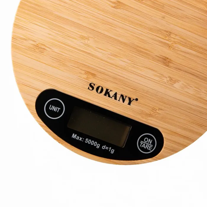 Кухонні ваги до 5 кг електронні точні харчові круглі настільні ваги без батарейки чаша Sokany (SK-19024) - зображення 2