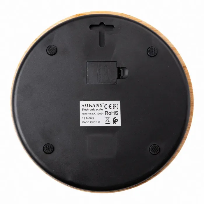 Кухонні ваги до 5 кг електронні точні харчові круглі настільні ваги без батарейки чаша Sokany (SK-19024) - зображення 3