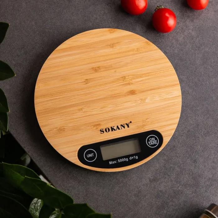 Кухонні ваги до 5 кг електронні точні харчові круглі настільні ваги без батарейки чаша Sokany (SK-19024) - зображення 4