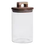 Висока скляна банка 1,5 л з бамбуковою кришкою для зберігання круп і продуктів (64486-68)