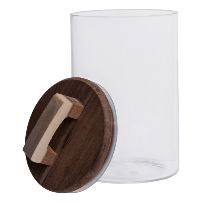 Висока скляна банка 1,5 л з бамбуковою кришкою для зберігання круп і продуктів (64486-68) - изображение 4